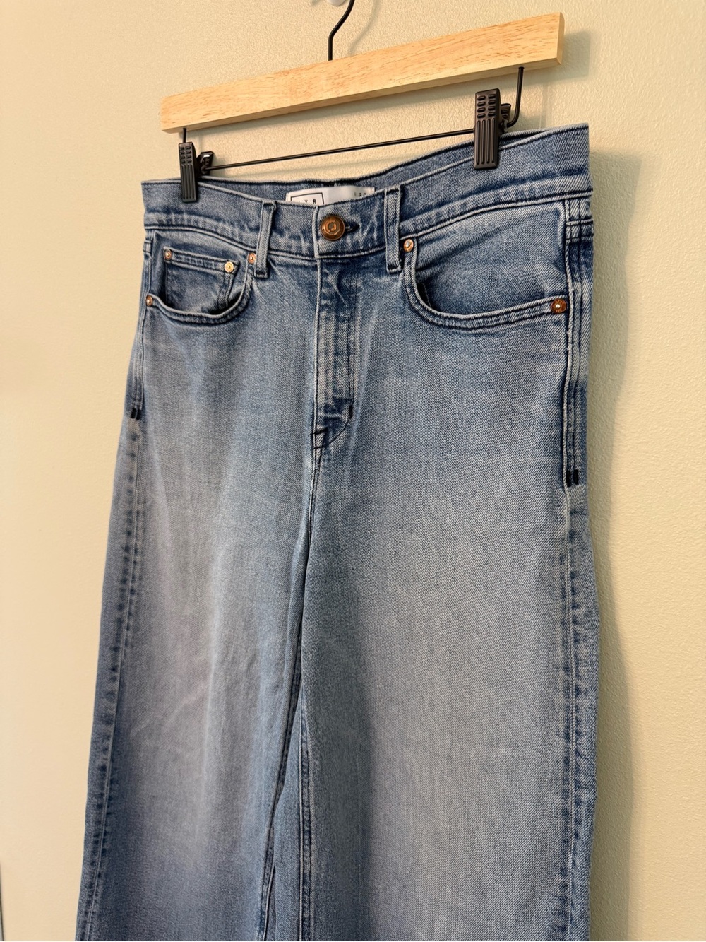 AYR The Must Wide Leg Crop Jeans Raw Hem High Rise Size 30 - Picture 5 of 8